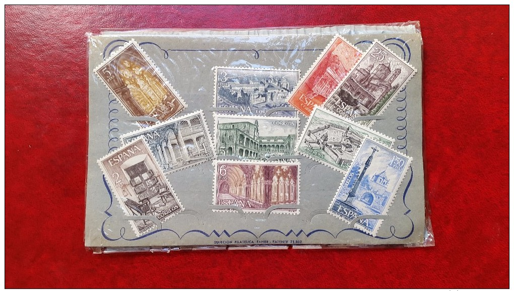 España  Plaqueta 3 Serie Completa MONASTERIOS 1963/65/67, 10 Valores   MNH** - Nuevos