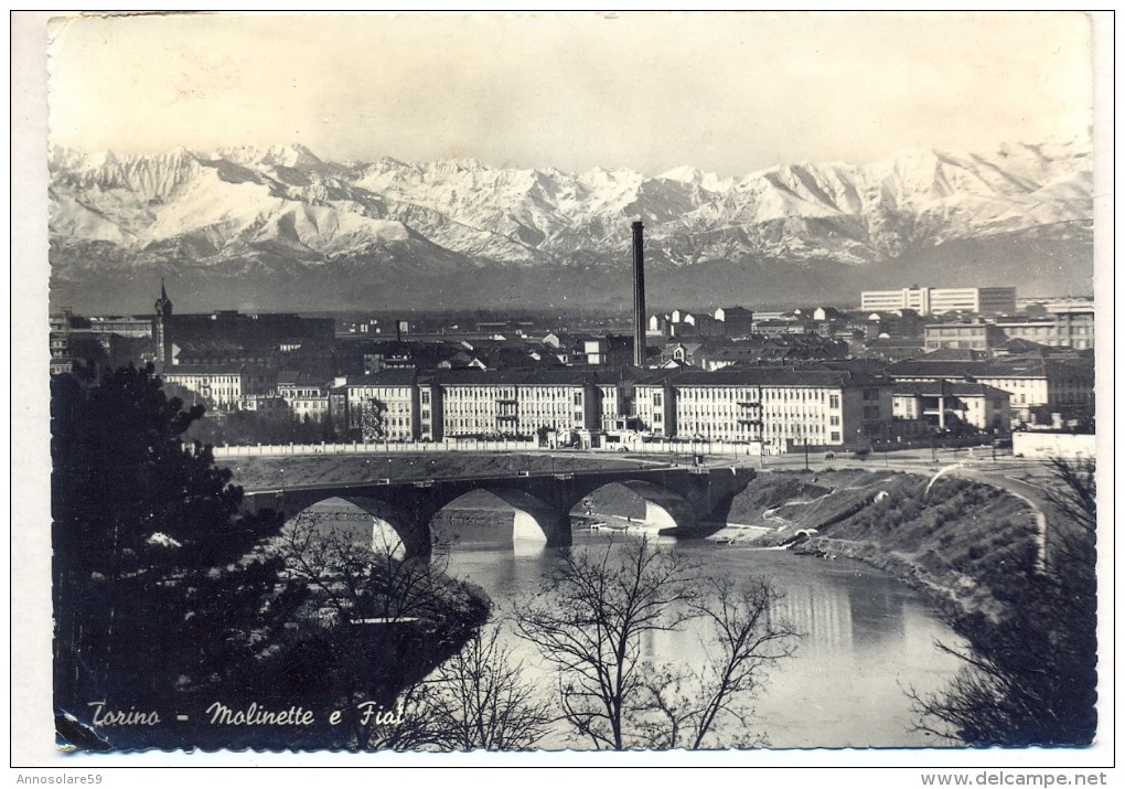 CARTOLINA: TORINO - OSPEDALE MOLINETTE E FIAT - F/G - B/N - VIAGGIATA  - LEGGI - Gesundheit & Krankenhäuser