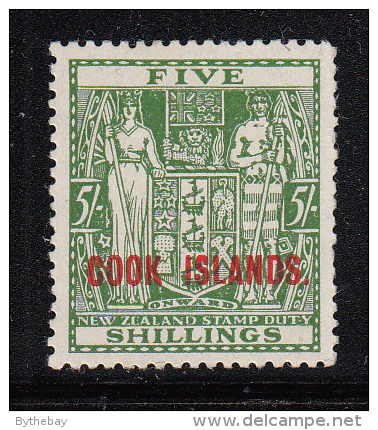 Cook Islands MH Scott #125 Cook Islands Overprint On NZ 5sh Coat Of Arms - Wmk NZ, Star Multiple - Cook