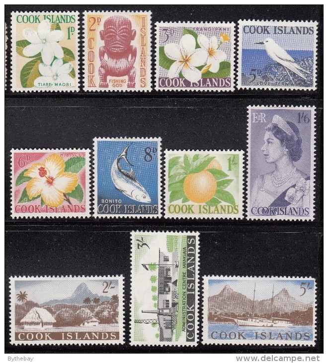 Cook Islands MH Scott #148-#158 Set Of 11 Scenics - Elizabeth II, Flowers, Statue - Cook