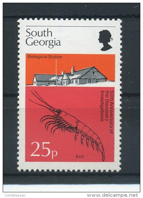 SOUTH  GEORGIA   1976  50th  Anniv  Of  Discovery   25p  Biological  Station  And  Krill     MNH - South Georgia