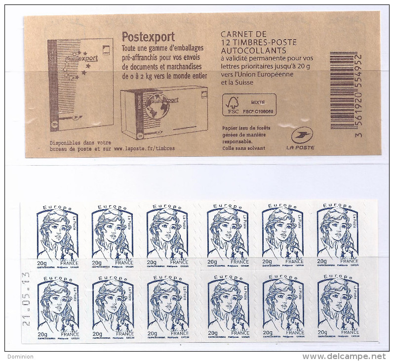 Carnet N° 852-C1 Postexport : Date Basse Du 21-05-13 - Autres & Non Classés