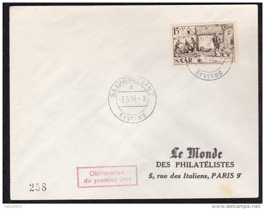 GERMANY SAARLAND Red Cross (Historischer Verbandplatz Bei Saarbrücken) FDC Cancelation Saarbrucken (07/05/1956) YT 352 - Brieven En Documenten