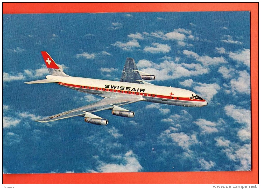 BMQ-04  Swissair Douglas DC-8 En Plein Vol.  Cachet Aeroporto Roma 1962 - 1946-....: Era Moderna