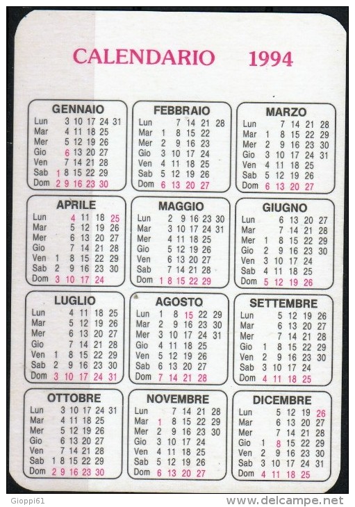 Calendario Tascabile 1994 Fronte E Retro - Formato Piccolo : 1991-00