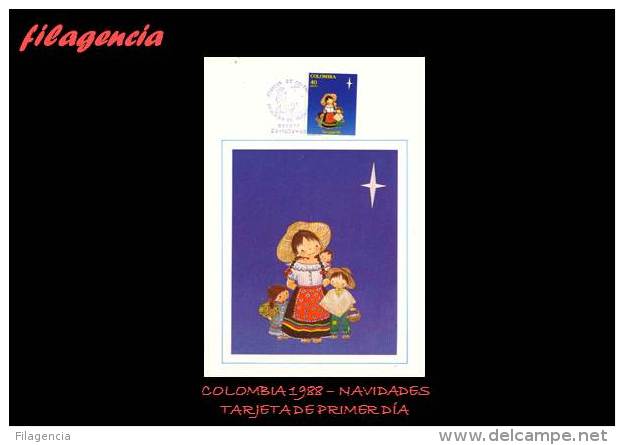 AMERICA. COLOMBIA. ENTEROS POSTALES. TARJETA PRIMER DÍA 1988. NAVIDADES - Colombia