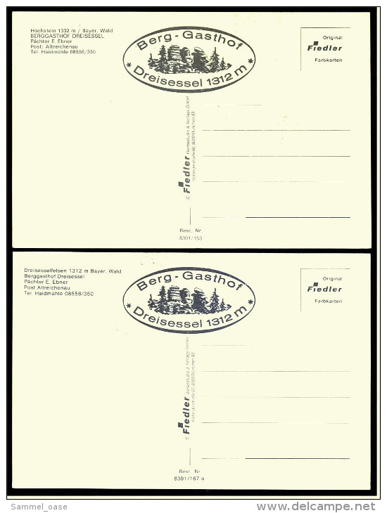 Hochstein Und Dreisesselfelsen Bei Altreichenau / Freyung-Grafenau  -  2 X Ansichtskarten Ca. 1980    (4631) - Bad Aibling