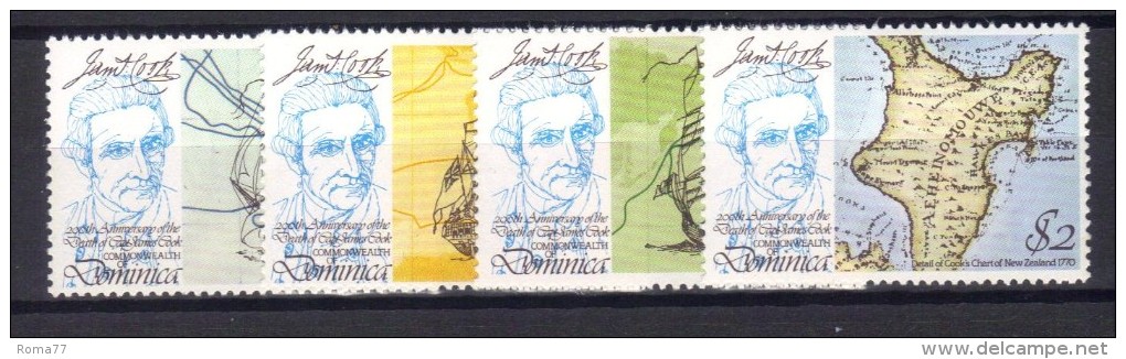 W520 - DOMINICA  1979 ,  Yvert  N. 609/612  ***  MNH. James Cook - Dominica (...-1978)