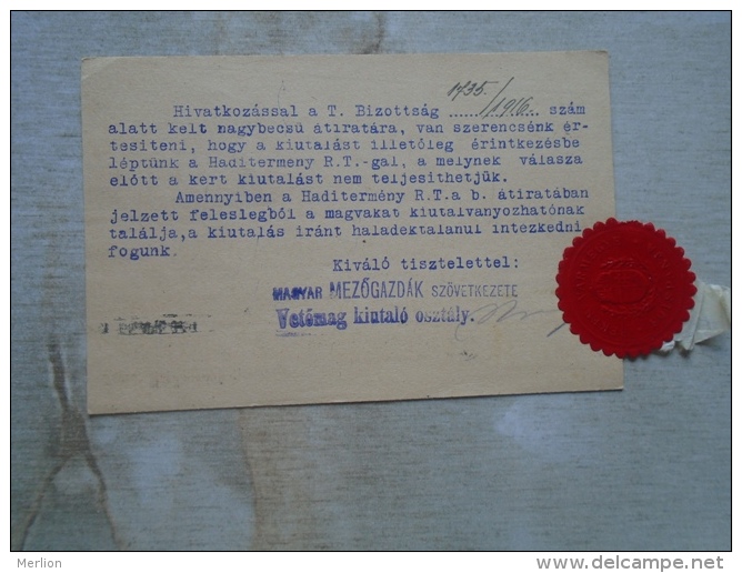 Hungary  Békés Vármegye Föispánja Gyula Haditermény 1916        D131907 - Briefe U. Dokumente