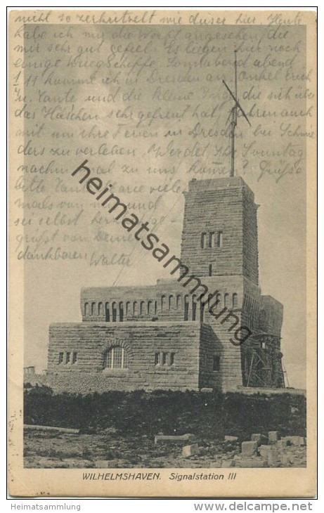 Wilhelmshaven - Signalstation III - Verlag Alb. Rosenthal Bremen Gel. 1923 - Wilhelmshaven