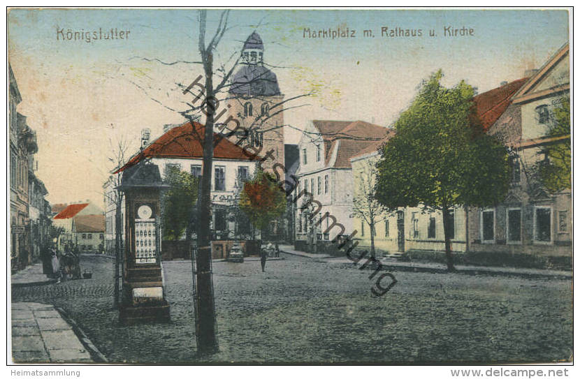 Königslutter - Marienplatz - Rathaus - Kirche - Wettersäule - Graph. Verl. Anst. GmbH Breslau Gel. 1922 - Königslutter