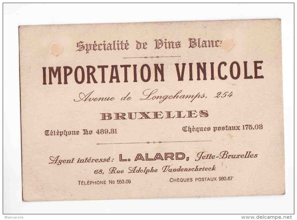 ALARD JETTE BRUXELLES  Importation Vinicole - Cartes De Visite