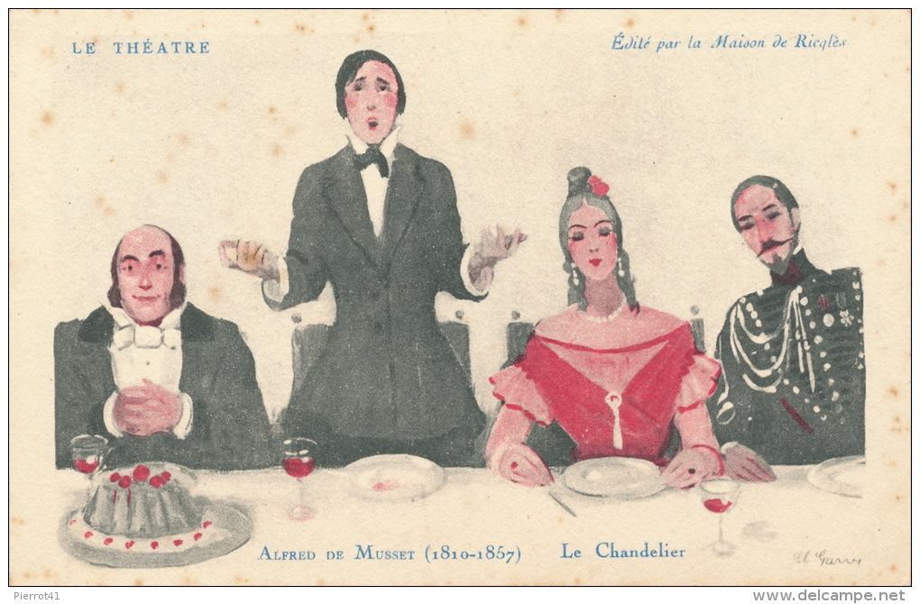 PUBLICITE - ALCOOL DE MENTHE RICQLES - LE THEATRE - ALFRED DE MUSSET - Le Chandelier - Advertising