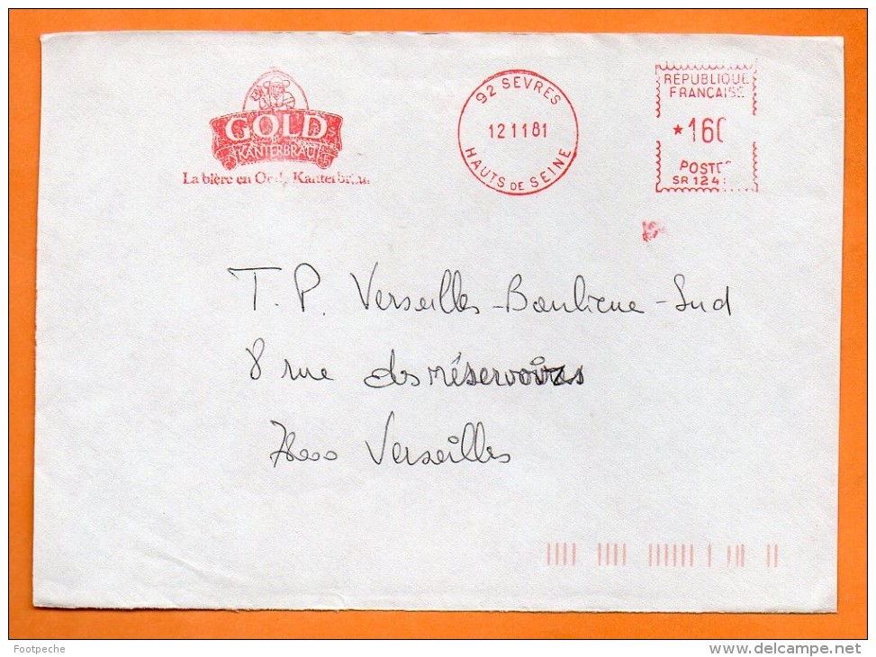 92  SEVRES  GOLD KANTERBRAU LA BIERE  1981 Devant De Lettre N° EMA 1919 - Freistempel