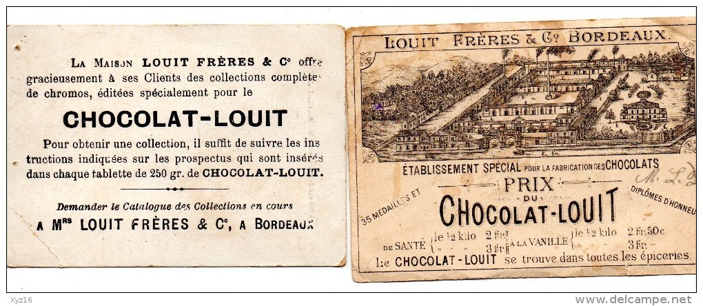 2 Chromos CHOCOLAT LOUIT -AUX CHAMPS Et MOUSQUETAIRES - Louit