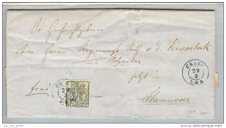 Heimat DE NS Celle 1858-03-20 Brief Mi# 9 > Hannover - Hanover
