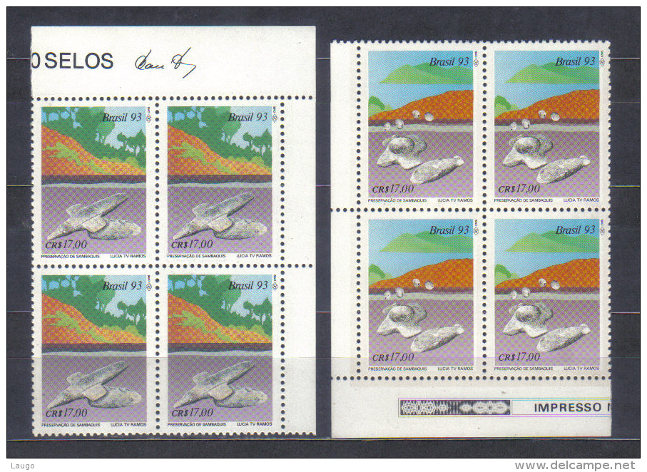 Brasil Mi 2544-2547 Blocks Of 4 Archeology Sambaquis 1993 MNH - Archäologie