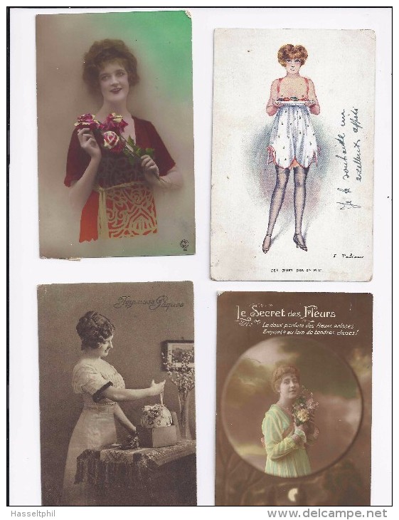 Mooi Lot Van 40 Fantasie-kaarten Met Vrouwen Op  -  Beau Lot De 40 Cartes De Fantasie Avec Femmes - Donne