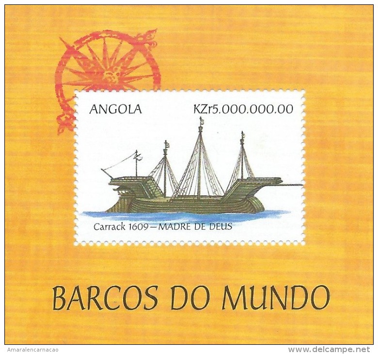 TIMBRES - STAMPS - ANGOLA - 1999 - BATEAUX MONDE - 3 Groupe - BLOC  AVEC TIMBRE NEUF - MNH - Angola