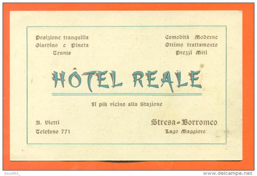 Italie - Carte De Visite Hotel Reale Stresa Borromeo , Lago Maggiore - Cartes De Visite