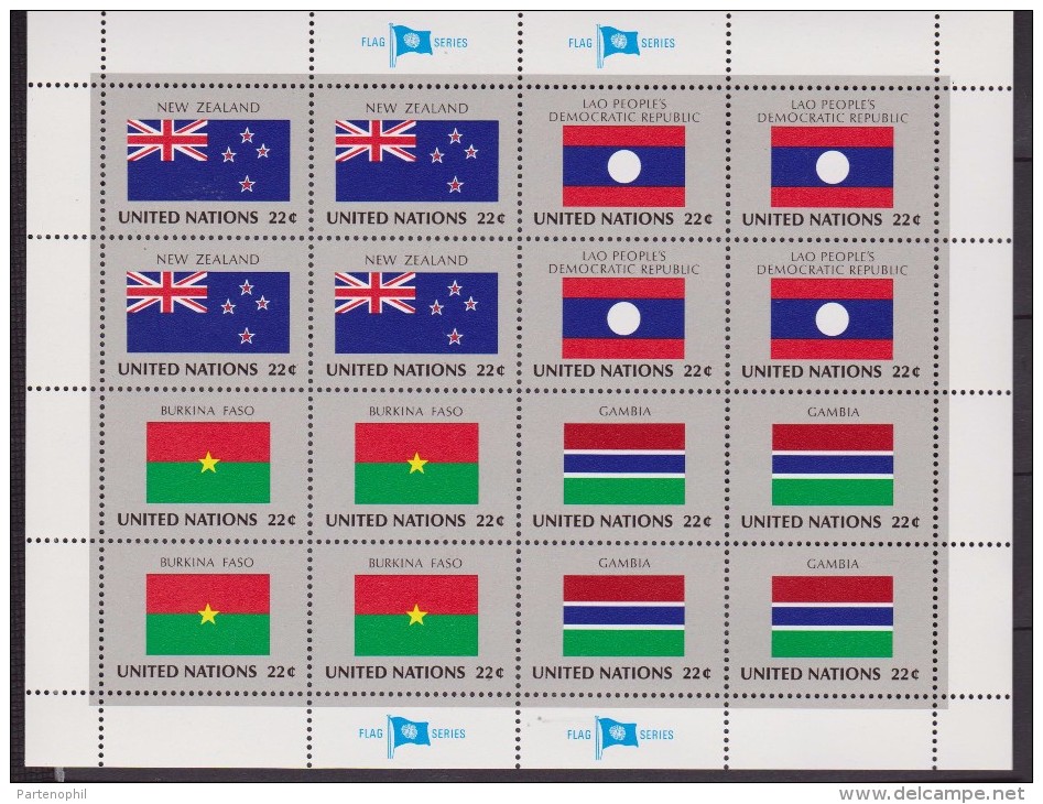 ONU - UNITED NATIONS (NEW YORK) - 1986 - Bandiere 4 Minifogli / FLAGS 4 MINISHEETS MNH - Timbres