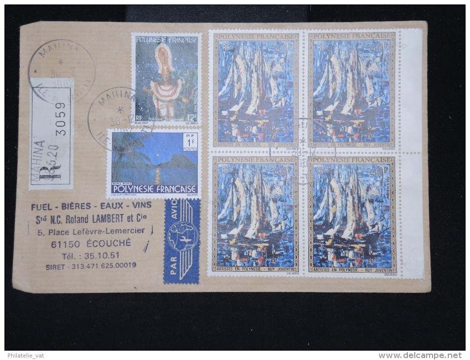 POLYNESIE - Enveloppe En Recommandée De Mahina Pour La France En 1982 - Aff. Plaisant - à Voir - Lot P9935 - Storia Postale