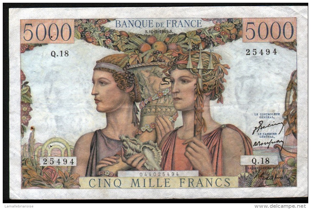 5000 TERRE ET MER, S.10-3-1949.S.  Q 18 - 5 000 F 1949-1957 ''Terre Et Mer''