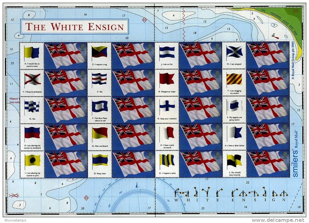 GREAT BRITAIN - 2005  THE WHITE ENSIGN GENERIC SMILERS SHEET   PERFECT CONDITION - Feuilles, Planches  Et Multiples