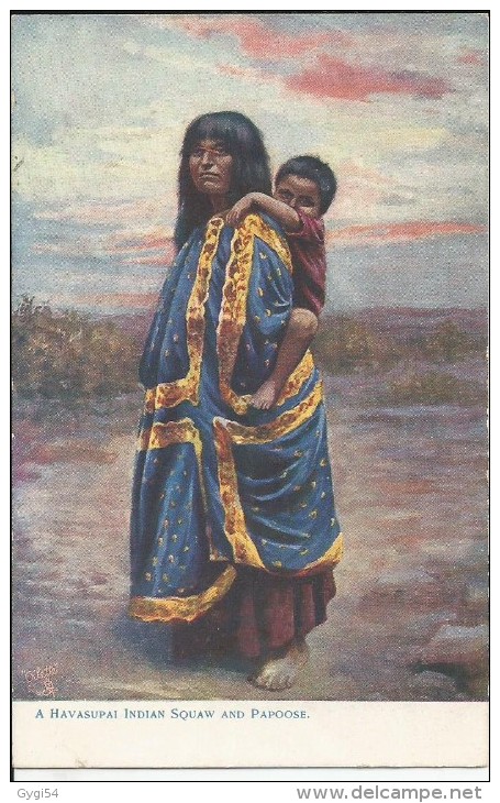 A HAVASUPAI  INDIAN  SQUAW AND PAPOOSE - America
