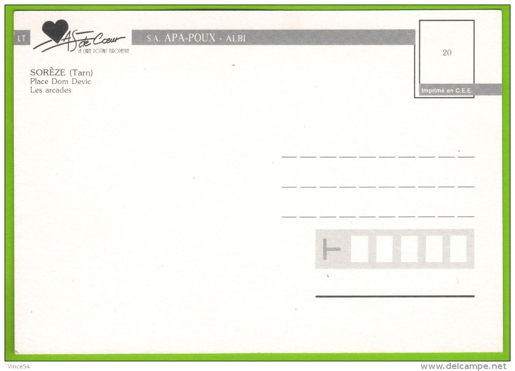 SOREZE - Place Dom Devic Les Arcades Renault R5 R11 R21 Citroen AX 2CV Peugeot 305 Carte Non Circulé - Otros & Sin Clasificación