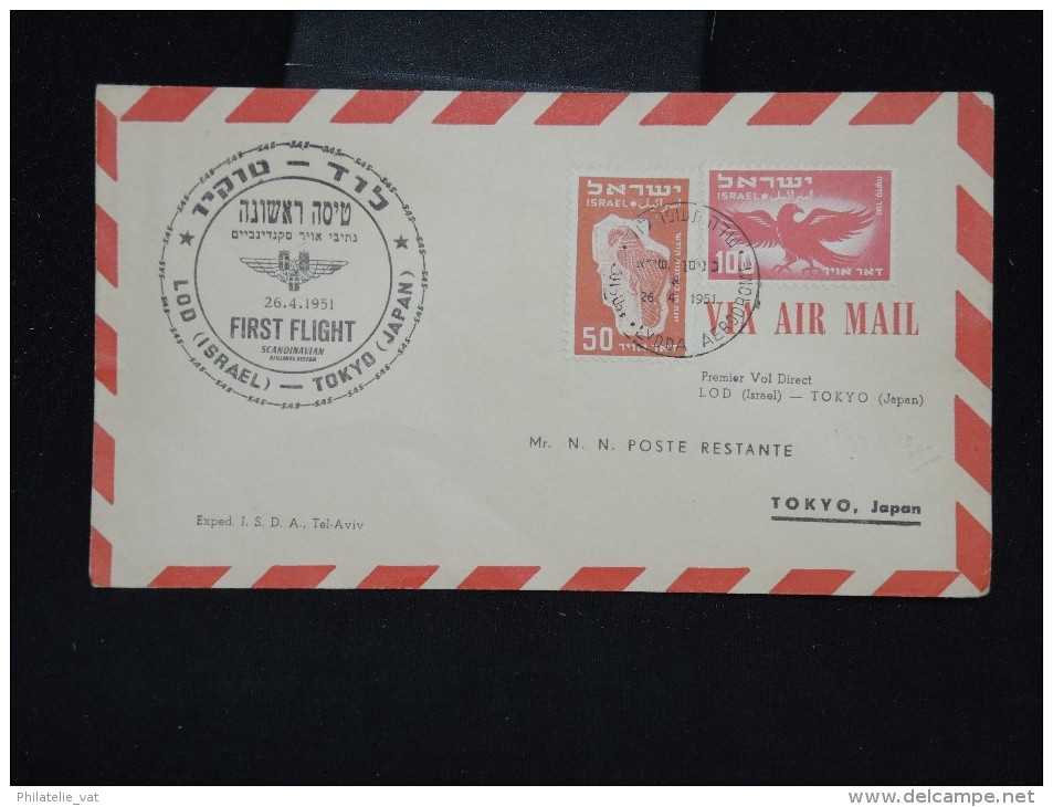 ISRAEL -1er Vol Direct Lod / Tokyo En 1951 - Aff. Plaisant - à Voir - Lot P9956 - Luftpost