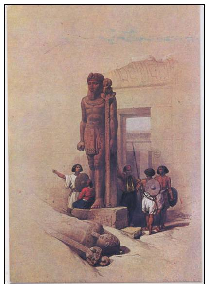 Colossi At Wady Saboua , Nubia Lithograph By David Roberts ( 1838 ) - Other & Unclassified