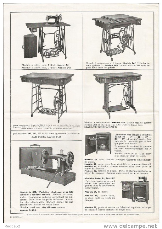 Publicité -  Meubles Pour Machines à Coudre - Publicités