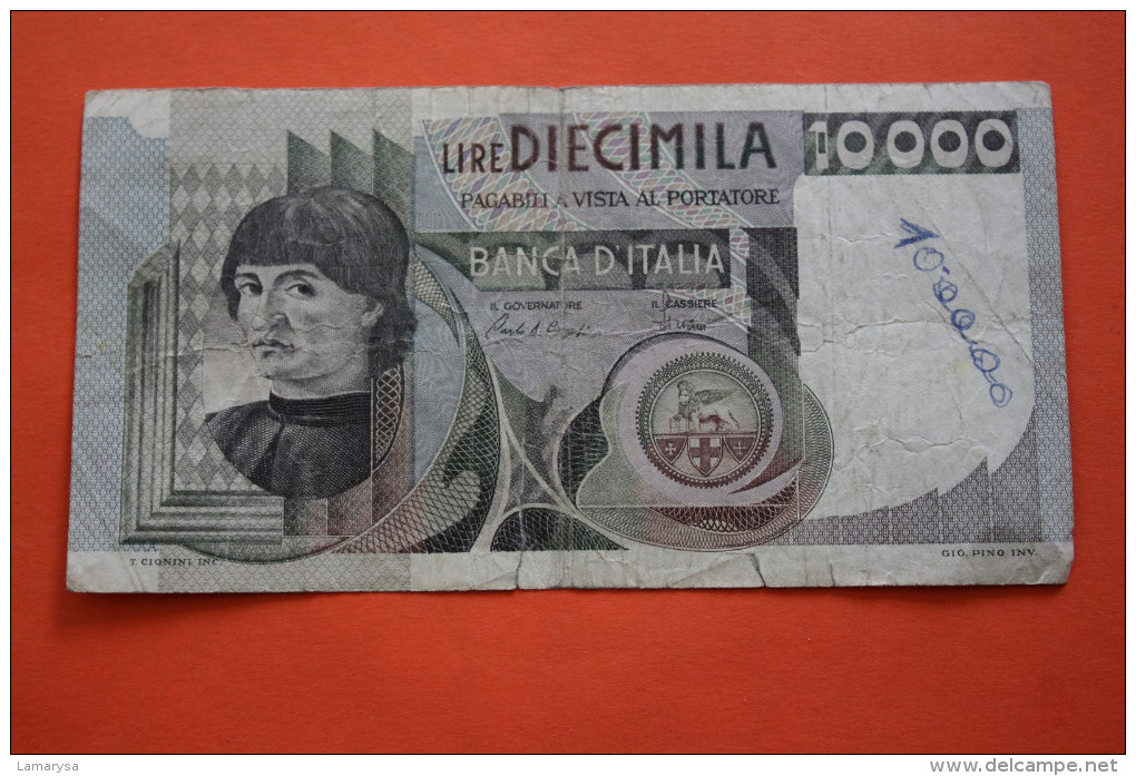 1976 ITALIE BILLET DE BANQUE BANK-BILLBANCA D'ITALIA  BANCONOTA 10 000 DECIMILA LIRA VENDUTA IN LO STATO - 10 000 Liras