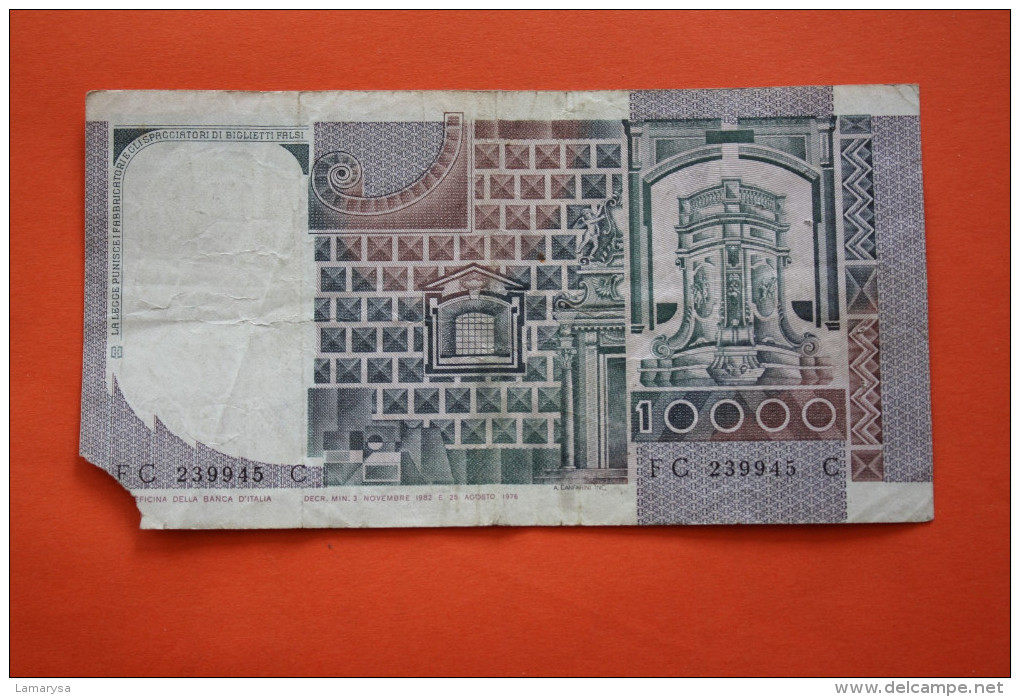 1976 ITALIE BILLET DE BANQUE BANK-BILLBANCA D'ITALIA  BANCONOTA 10 000 DECIMILA  LIRA VENDUTA IN LO STATO - 10 000 Lire