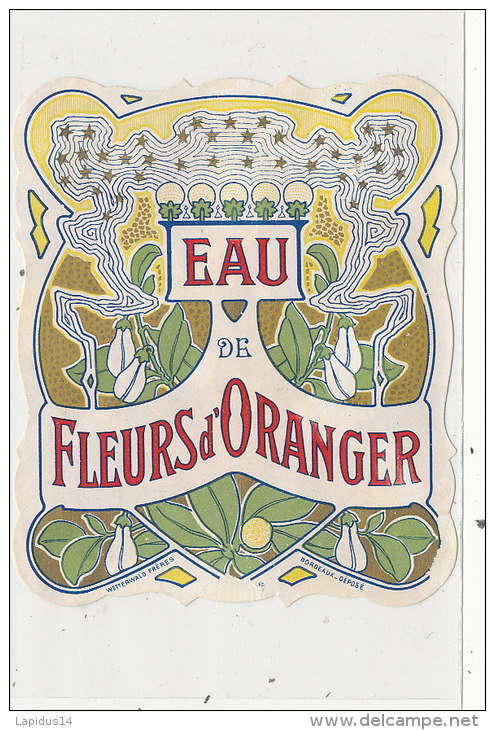 EP 04 / ETIQUETTE PARFUMS  EAU DE FLEURS D'ORANGER  (dimension : 10,70 Cm X 9,00 Cm ) - Etiquetas