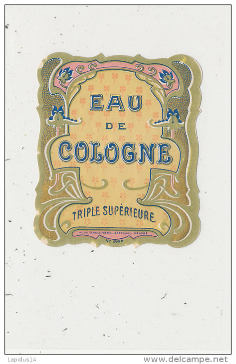 EP 05 / ETIQUETTE PARFUMS  EAU DE COLOGNE   (dimension : 8,00 Cm X 6,50 Cm ) - Etiketten