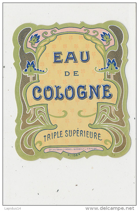 EP 06 / ETIQUETTE PARFUMS  EAU DE COLOGNE   (dimension : 10,00 Cm X 8,00 Cm ) - Etiquettes