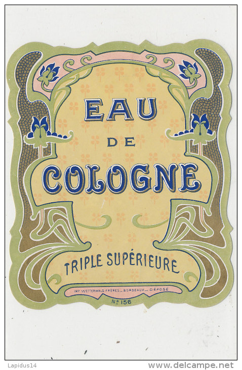 EP 07 / ETIQUETTE PARFUMS  EAU DE COLOGNE   (dimension : 10,70 Cm X 9,00 Cm ) - Etiquetas