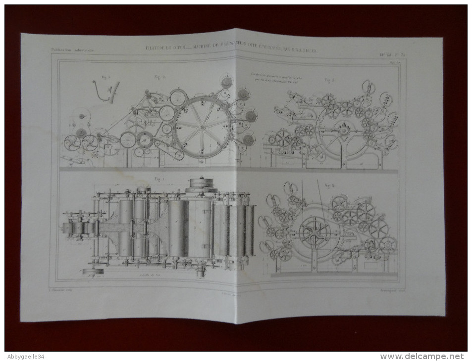 FILATURE DU COTON - MACHINE DE PREPARATION DITE EPURATEUR, PAR M. G.A. RISLER  Publication Industrielle - Machines