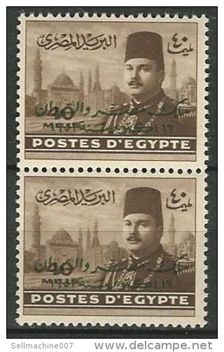 EGYPT STAMPS 1952 KING FAROUK PAIR STAMP MARSHALL / MARSHAL 40 MILLS OVPT KING OF MISR & SUDAN - A/49 MNH - Neufs