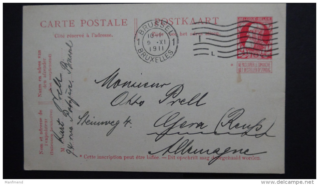 Belgium - 1910 - Mi: P52 Used - Postal Stationery - Look Scans - Postkarten 1909-1934