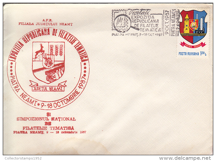 2847FM- NEAMT COUNTY PHILATELIC EXHIBITION, SPECIAL COVER, 1987, ROMANIA - Storia Postale