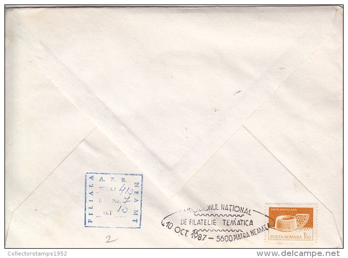 2848FM- NEAMT COUNTY PHILATELIC EXHIBITION, SPECIAL COVER, 1987, ROMANIA - Covers & Documents