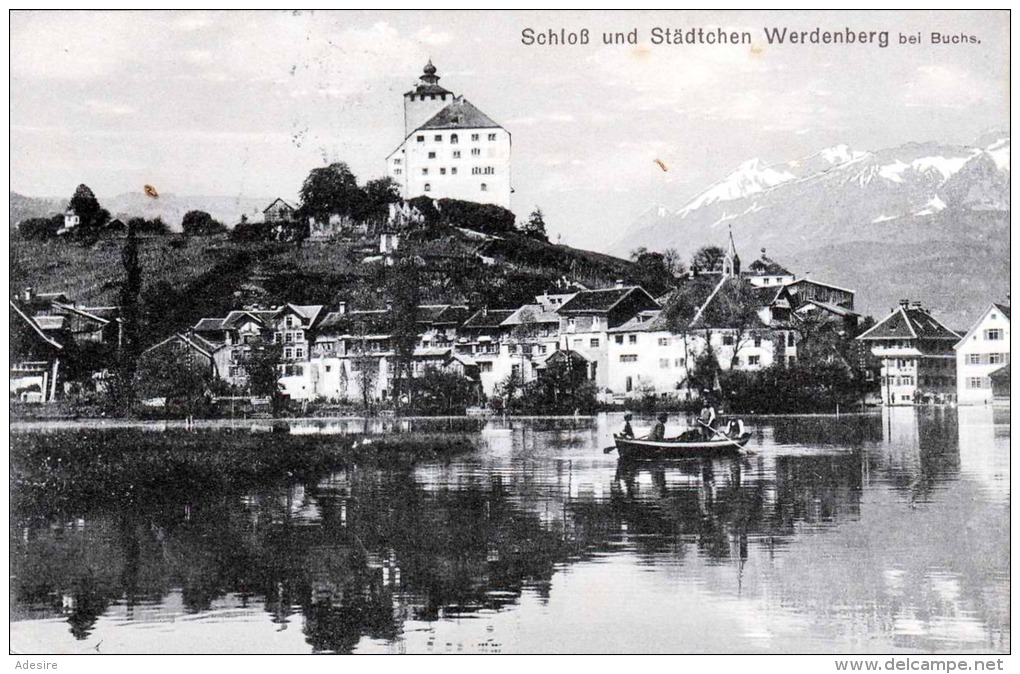 Schloß Und Städtchen WERDENBERG Bei Buchs, Gel.1912 Mit Marke - Buchs