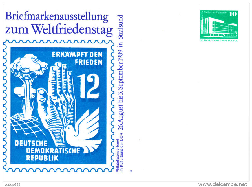 DDR 1989 Privatpostkarte : Ausstellung Zum Weltfriedenstag - Cartes Postales Privées - Neuves