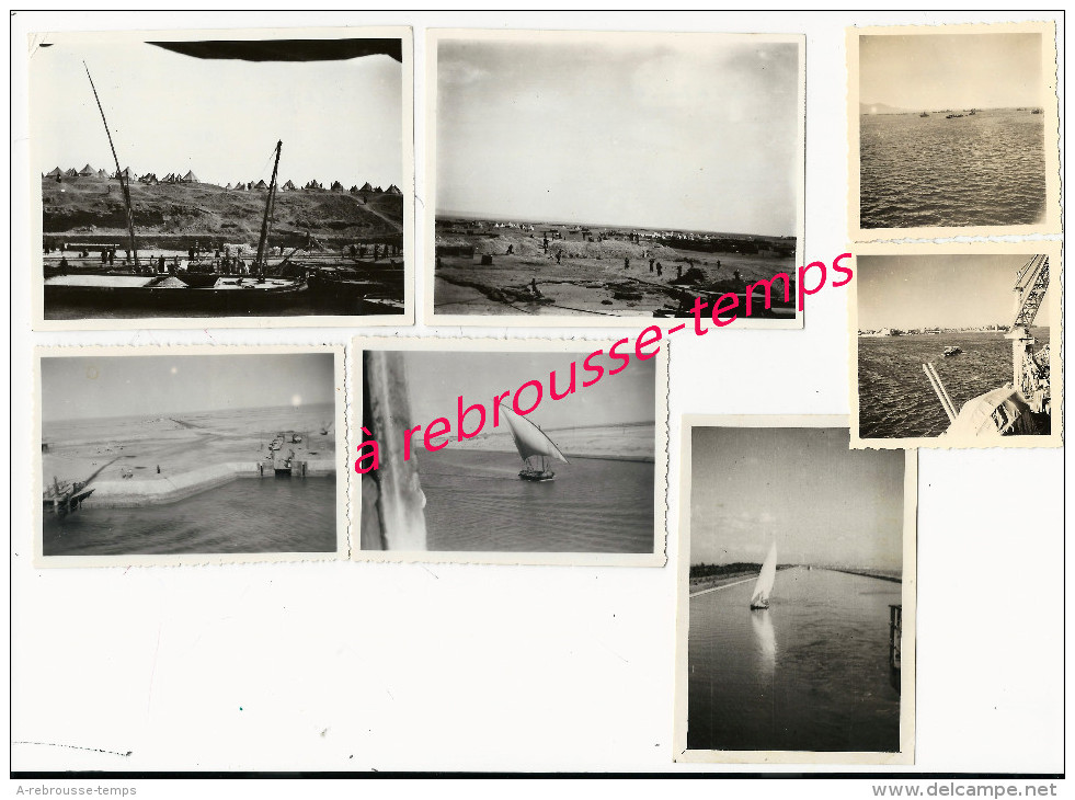 N°11-oct. 1945-7 Photos-A Bord Du Porte-avions Le Béarn-canal De Suez- Côté Asie - Guerra, Militari