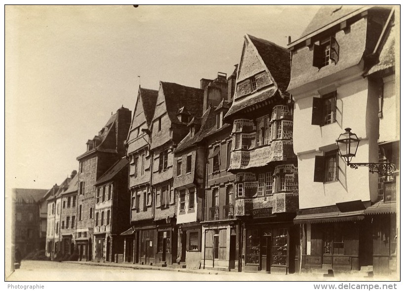 France Bretagne Lannion Place Du Centre Maisons Ancienne Photo Fougere 1880 - Old (before 1900)