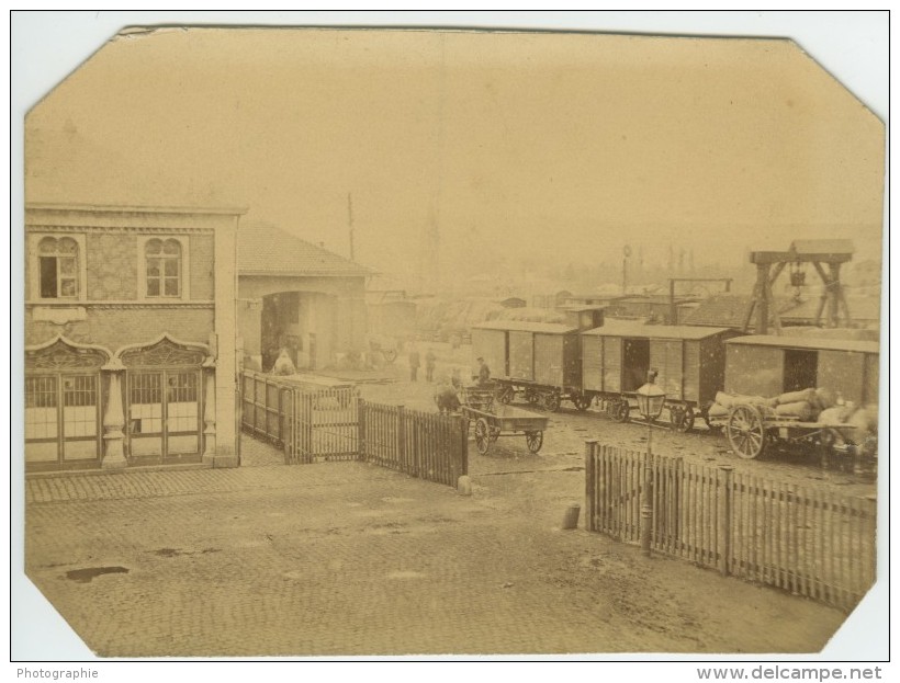 France Train Station De Chemin De Fer Ancienne Photo Anonyme 1870 - Trains