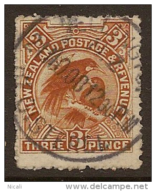 NZ 1898 3d Huias Small P14 SG 375 U #OJ132 - Gebruikt